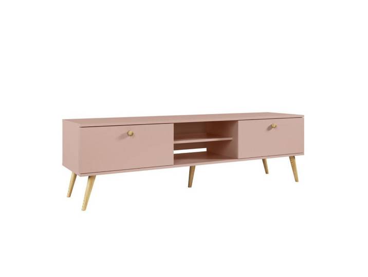 Sepro Meble Tv-Schrank Rosa Boho Skandinavisch Holzbeine, 170x50x41 cm, Wohnzimmer, TV Möbel, Lowboards, Lowboards stehend