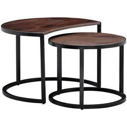 KADIMA DESIGN Couchtische ESINO Set: Industrial-Stil, Holz und Metall, handgefertigt, Anti-Rutsch-Noppen, 15 kg/10 kg Belastung