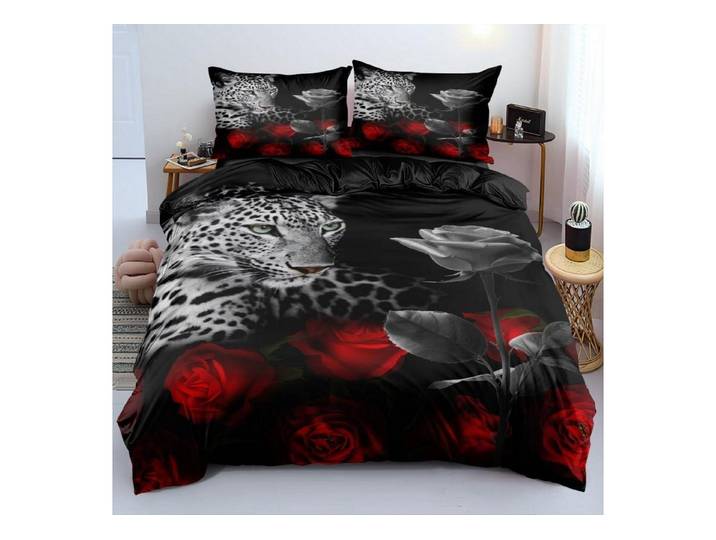 LuxusKollektion Kinderbettwäsche Bettwäsche 135x200 3D Leopard Rot Wendebettwäsche