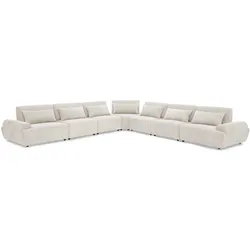 Oviala Business Modulares 7-Sitzer-Ecksofa mit verstellbarer Rückenlehne, weiß Oviala