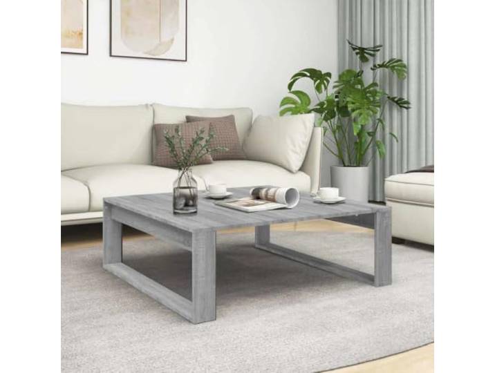 HEFZGDB Grauer Couchtisch Sonoma 100x100x35 cm aus Holzwerkstoff mit Stabiler Tischplatte, ideal für Wohnzimmer und Dekoration, einfach zu reinigen und feuchtigkeitsbeständig.