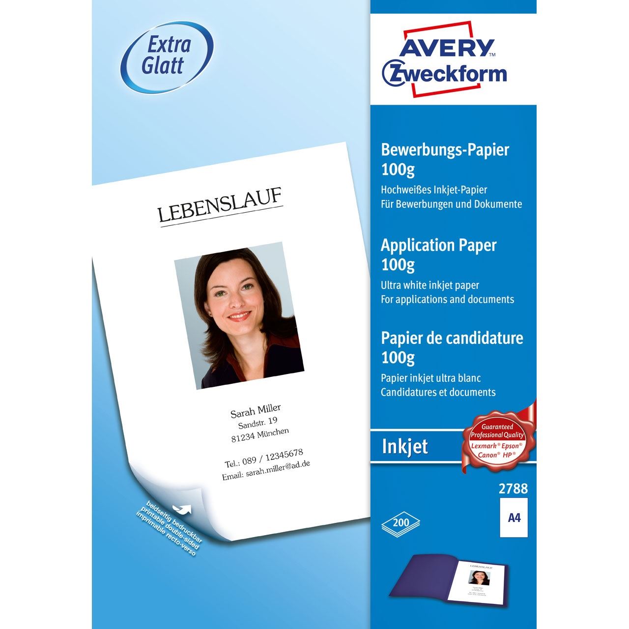 AVERY Zweckform Inkjet-Bewerbungspapier, DIN A4, 100 g/qm