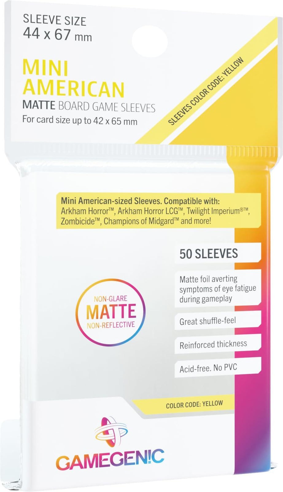 Gamegenic Matte Sleeves Mini Formaat Geel voor Amerikaanse Kaarten