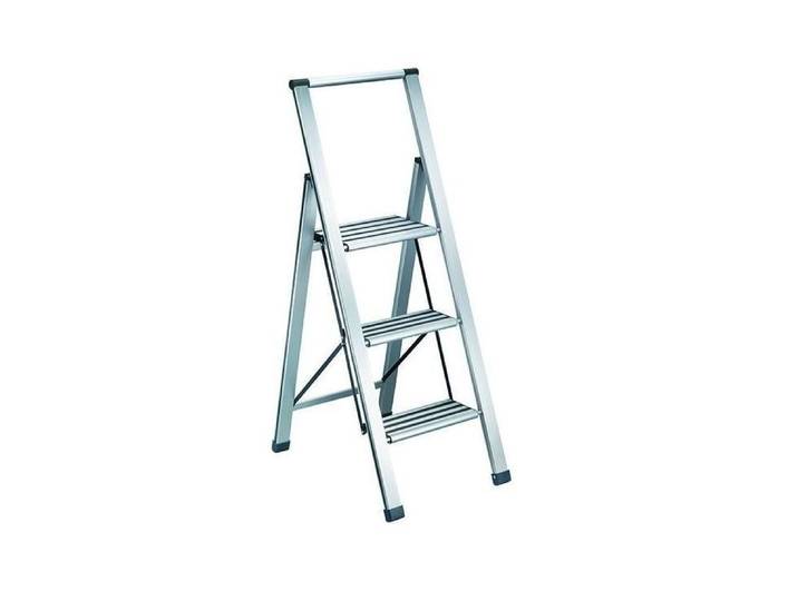 Trittleiter Technocraft Design Leiter mit drei Stufen , silber (silberfarben), B:54cm H:126,5cm L:44cm, Aluminium, Leitern, Trittleiter