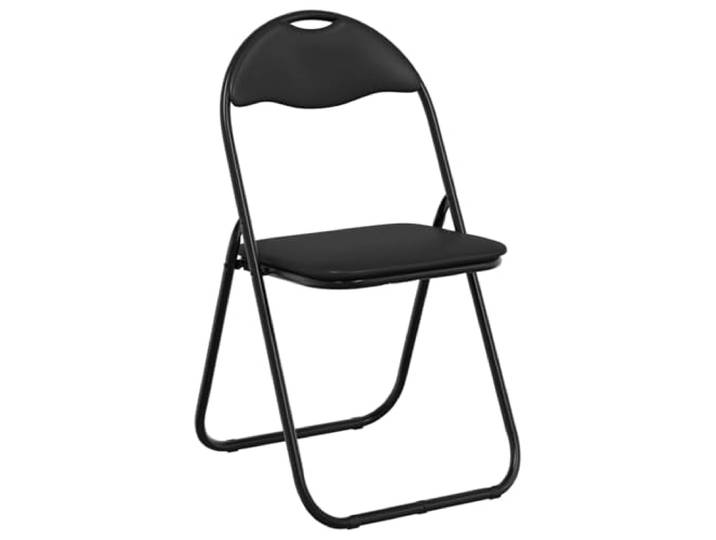 Coespram Klappstuhl 8er-Set Schwarz 48x43,5x81cm Kunstleder Stahl Platzsparende Klappstühle mit Sitzpolster und Tragegriff. Ergänzen flexibel Esszimmer, Küche oder Büro bei Besuch.