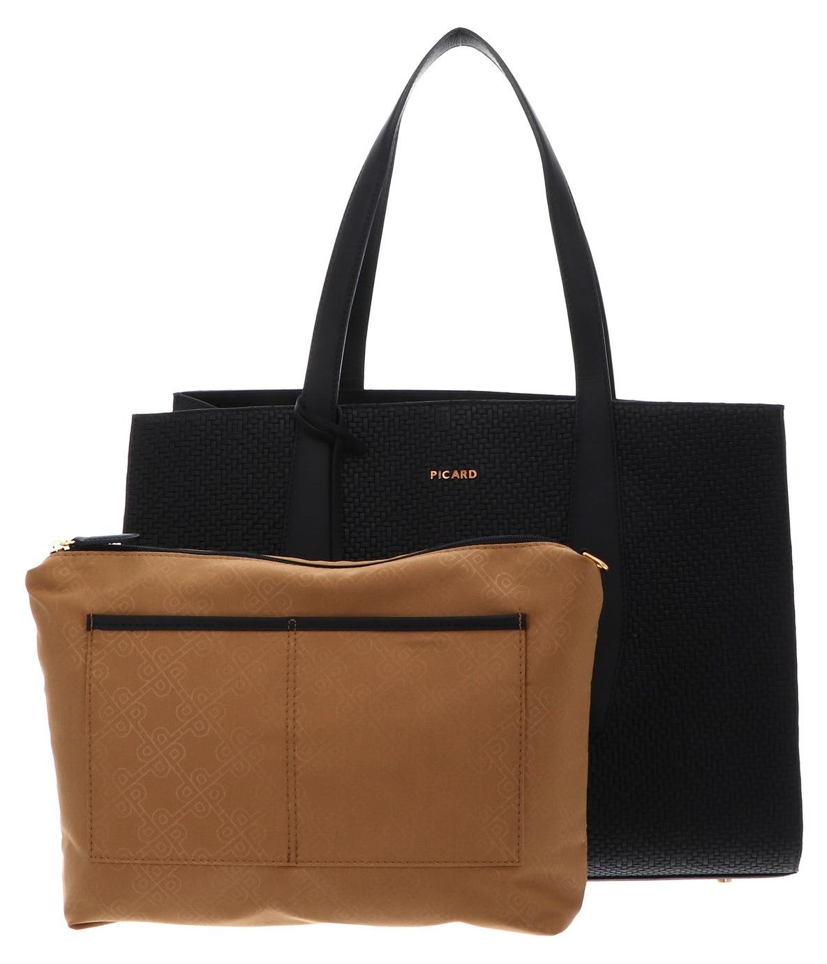 PICARD Leder Schultertasche Day Trip Shopper Black schwarz