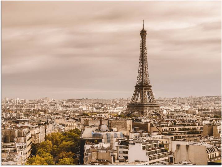 Alu-Dibond-Druck ARTLAND Paris Eiffelturm I , beige (farbe bild(er): natur), B:120cm H:90cm, Bilder, Alu-Dibond-Druck, für Innen- und Aussenbereich geeignet, Outdoorbild