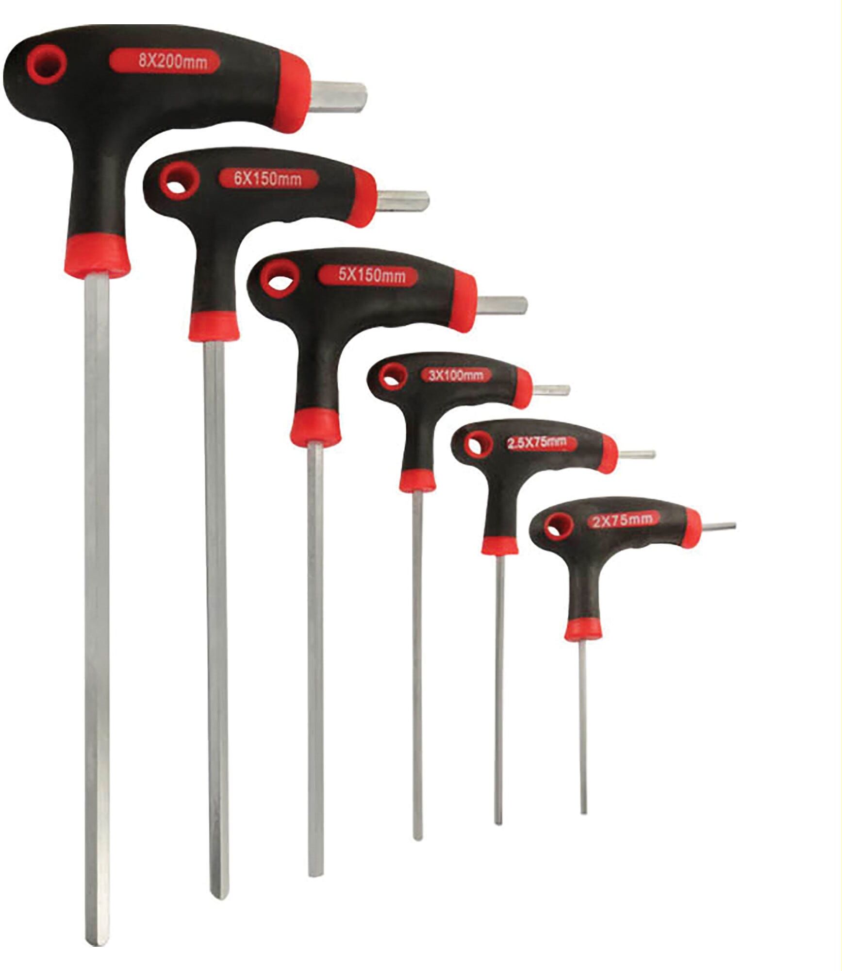 Tecnomat 6 CHIAVI A ''T'' ESAGONALI 2x75 2,5x75 3x100 5x150 6x150 8x200 mm