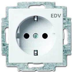 SCHUKO® Steckdosen-Einsatz mit Aufdruck "EDV" und erh. Berührungsschutz (alpinweiß)