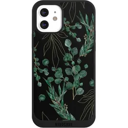 Nivocase Handyhülle für Apple iPhone 12 Hülle NIVOpure Case Schwarz Blätter Natur Eukalyptus (Apple iPhone 12), Smartphone Hülle, Schwarz