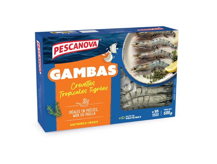PESCANOVA Gambas crevettes tigrées entières crues 600g