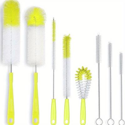 Combo Retail Shop Set Of Bottle Cleaning Brushes Long Handled Cleaner For Beer Bottles, Sports Bottles, Thermoses, And Kettle Straw yellow