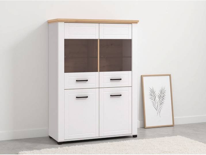 Vitrine HOME AFFAIRE Valencia , braun (opaque weiß, artisan eiche, weiß matt), B:103,5cm H:143cm T:41cm, Holzwerkstoff, MDF, Sicherheitsglas, Schränke, Vitrine, 2 Türen mit 4mm-Sicherheitsglas, Breite 103,5 cm
