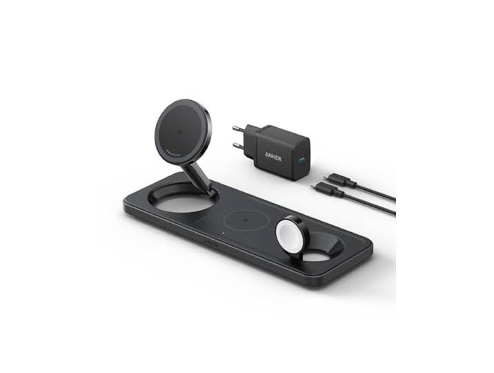 Anker Stacja magnetyczna pozioma MagGo 15W 3-in-1 Czarna