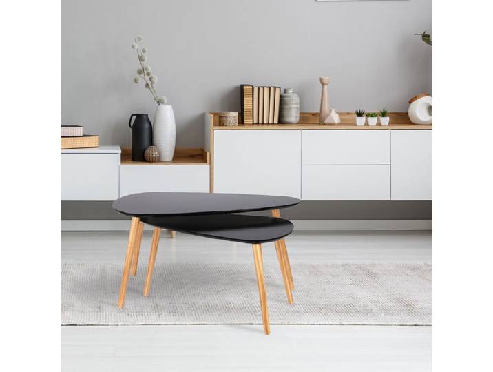 Table d'appoint - HOME DECO FACTORY - Bois - Galet - Noir