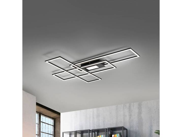 JUST LIGHT. GmbH LED Deckenleuchte Asmin, dimmbar, schwarz, für Wohn- / Esszimmer, Aluminium, Modern, Deckenlampe