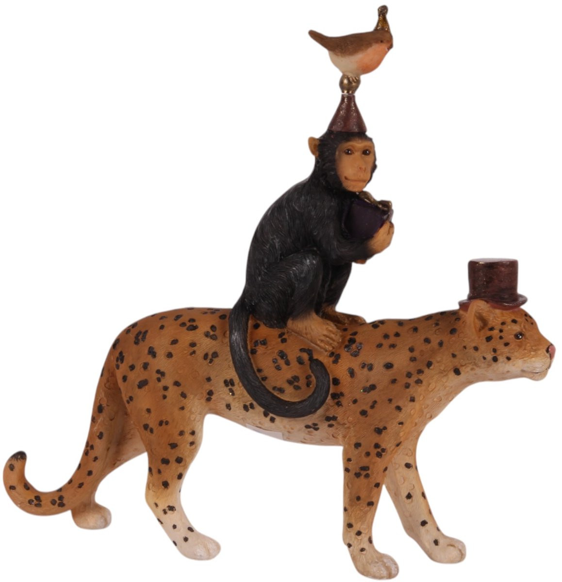 Baroque Decoratief beeld Leopard & friends van polyresin, 22 cm