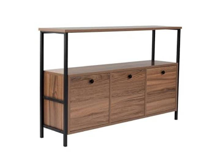 Hanah Home Stilvoller Konsolentisch, Walnuss & Schwarz, 120 x 77 x 29,5 cm 100% melaminbeschichtet, elektrostatische Pulverbeschichtung, PVC-Kantenband modernes Design für Zuhause & Büro