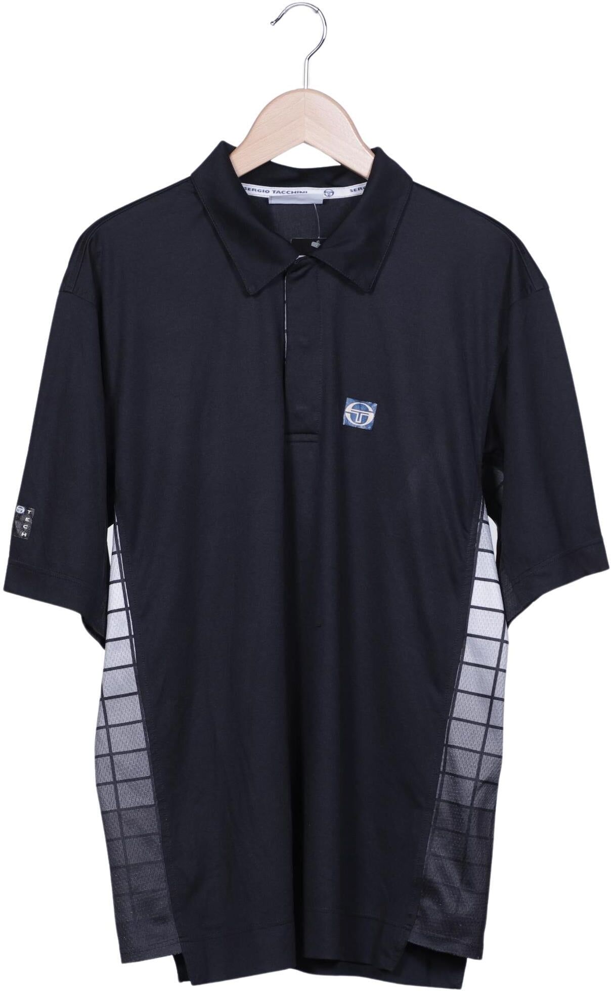 Sergio Tacchini Herren Poloshirt, Schwarz, Gr. XL, Synthetik - Second Hand