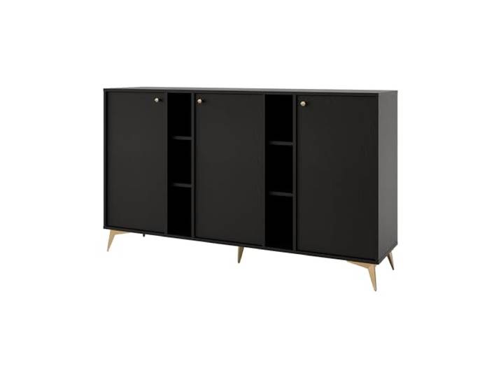 Margaret Hadas24 Kommode TIVARO 157cm mit 3 Türen, goldene Füßen in Form eines Seesterns, schwarz, japonische Style, modernes Design