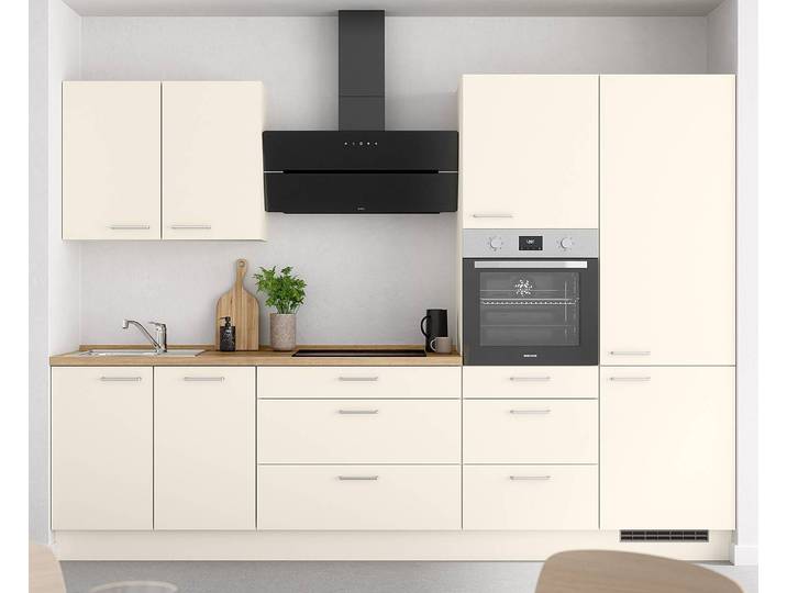Küchenzeile High-Line Touch Variante D 300cm Ausrichtung rechts Beige/Magnolia/Eiche Sierra Dekor AEG