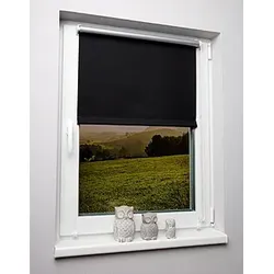 Rollo, Kettenzugrollo, Farbe schwarz, Blackout, Abdunklung, Hitzeschutz, Thermo-Blackout, nach Maß gefertigt oder in Standardgroeßen
