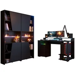 GAMING Schreibtisch Parisot Gaming 3-tlg. Holznachbildung Schwarz