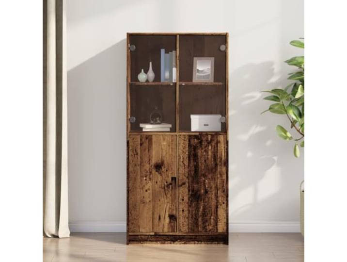 RJPLMFV Anrichte oben mit Türen, Holz, antik, 68 x 37 x 142 cm Feuchtigkeitsbeständiges Holzwerkstoff, Aufbewahrung für Bücher und Zeitschriften, Oberseite für Dekoration