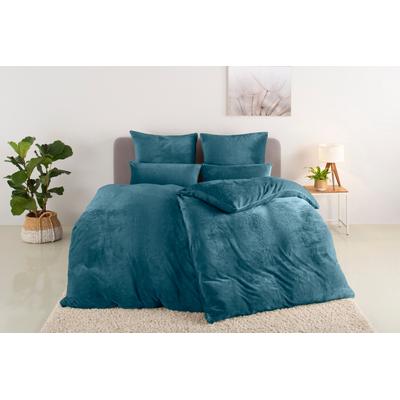 Bettwäsche OTTO HOME "Desner3, besonders weich im Griff, Cashmere-Touch", petrol, B/L: 135cm x 200cm, 1 Stk., 1 Stk., Fleece, B/L: 80cm x 80cm, 2, Fleece, Obermaterial: 100% Polyester, Bettwäsche, Bettwäsche, Bettwäsche mit Reißverschluss