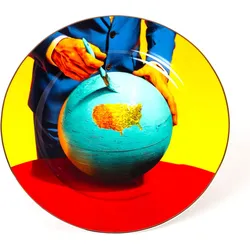 Seletti Wears Toiletpaper Globe Teller mit goldfarbenem Rand