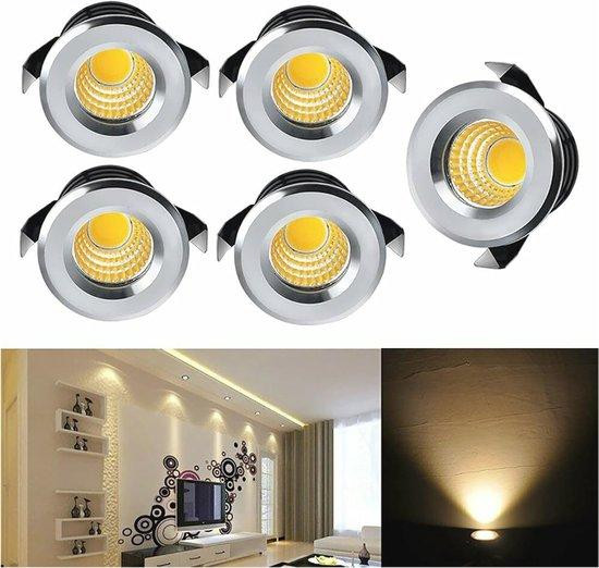 WAN 5-delige Mini-inbouwspot Set Led Aluminium Warm Wit
