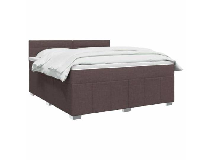 vidaXL LED Boxspringbett mit Matratze Dunkelbraun 180 x 200 cm Stoff Coole Beleuchtung für modernen Stil, Höhe anpassen für deinen Komfort, Verbesserung des Schlafs mit Bewegungsisolierung