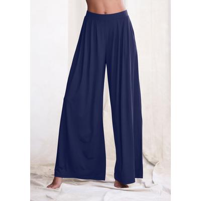 Schlupfhose LASCANA "Extra Weit", Damen, Gr. 36/38, N-Gr, blau (marine), Single Jersey, Obermaterial: 93% Polyester, 7% Elasthan, unifarben, weit lang, Hosen Schlupfhose, mit extraweit geschnittenen Beinen