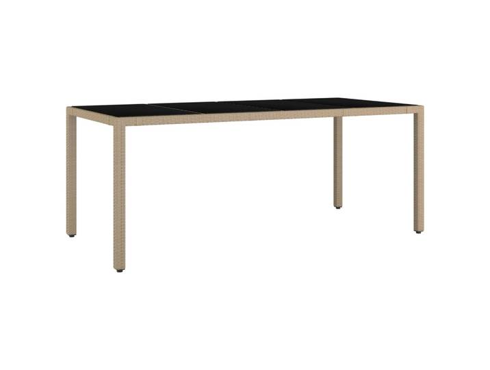 vidaXL Table de jardin avec plateau en verre Beige Poly rotin & verre trempé