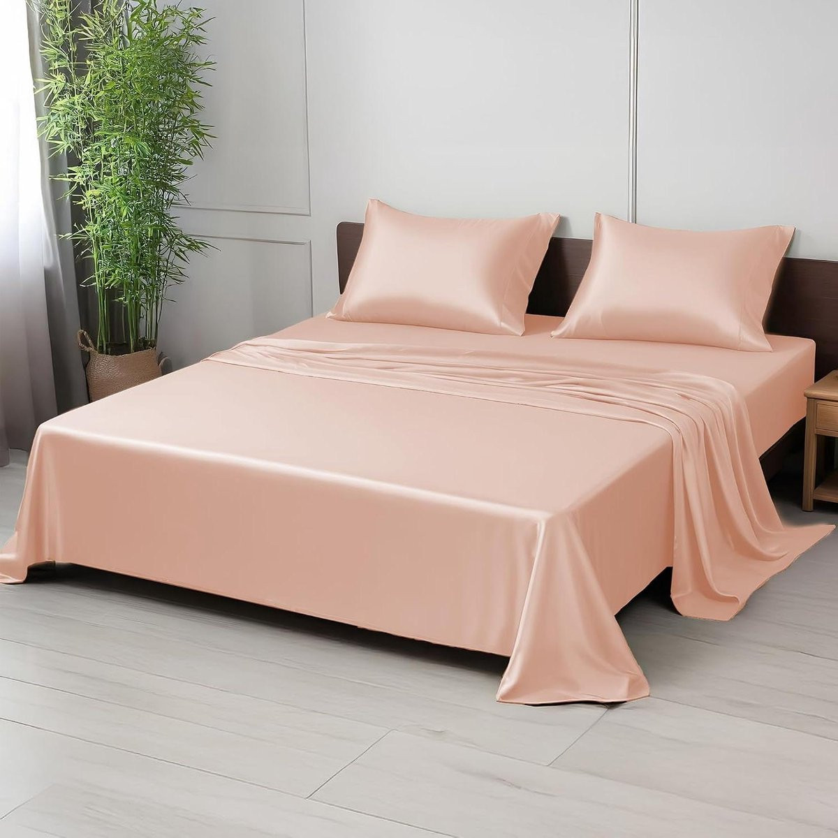Luxe bamboe beddengoed set - Klein tweepersoons - Perzik