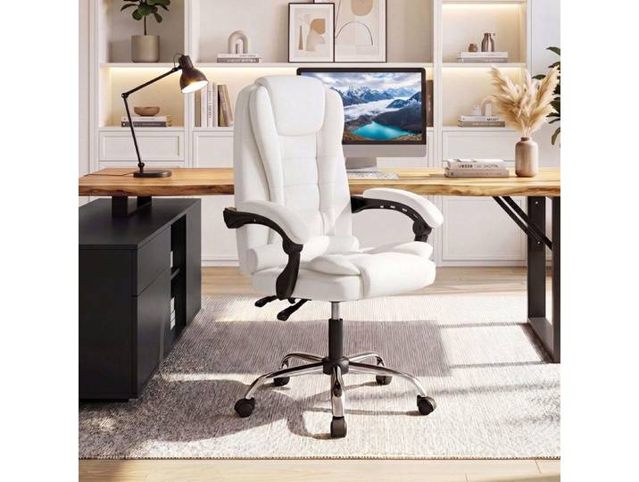 COSTWAY Fauteuil De Bureau Inclinable Chaise Ergonomique à Accoudoirs Synchronisés Réglable en Hauteur Dossier respirant Beige