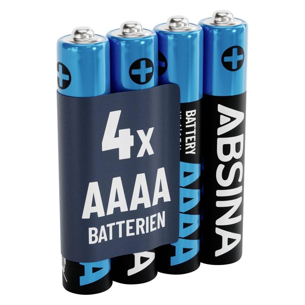 Absina Mini (AAAA)-Batterie Mini (AAAA) Alkali-Mangan 1.5 V 500 4 St. (1 Stk., AAA, 500 mAh) (401029-4)