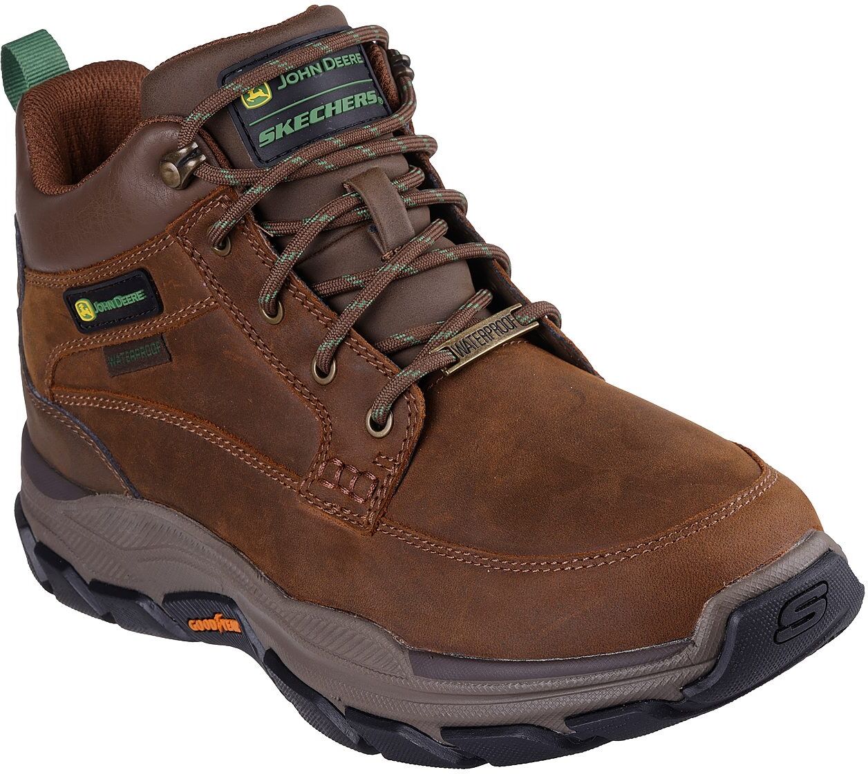 Schnürstiefel SKECHERS "RESPECTED JOHN DEERE-LANDIN", Herren, Gr. 45, Textil, braun (dunkelbraun), Leder, Schuhe Schnürstiefel, Boots mit John Deere Collaboration