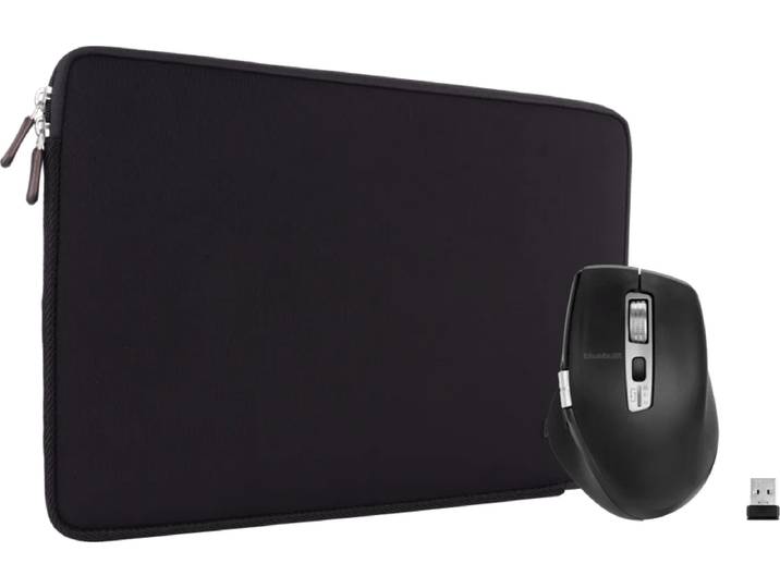 BlueBuilt Laptophoes voor Apple MacBook Pro 14 inch Zwart + BlueBuilt Maximus Draadloze Ergonomische Bluetooth Muis