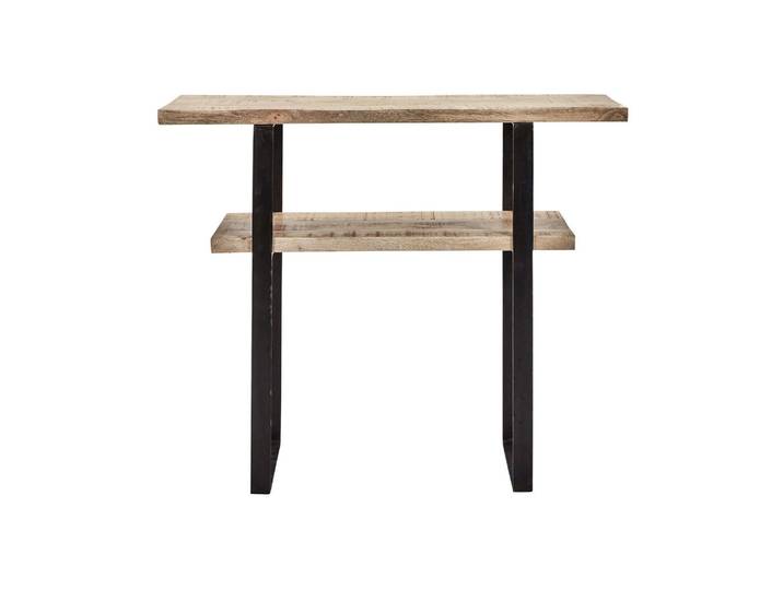 Console en bois de manguier marron, cadre en fer noir, avec range