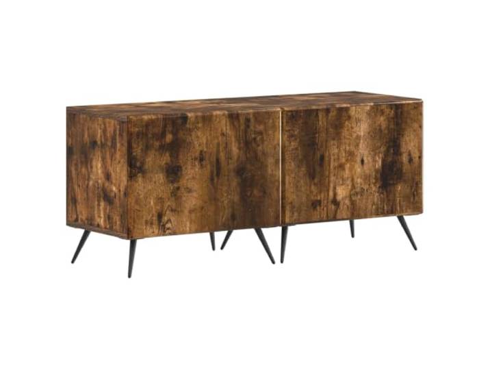 TV-Schrank Raucheiche Holzwerkstoff mit Reversiblen Türen und Stauraum Raucheiche-Finish, robuste Holzwerkstoff-Konstruktion, umkehrbare Türen, konische Beine, feuchtigkeitsresistente Oberfläche