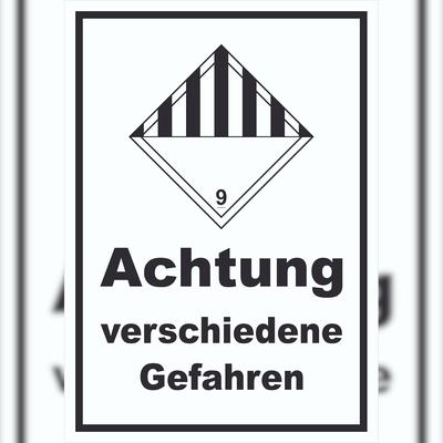 HB-Druck Schild verschiedene Gefahren Stoffe Material miscellaneous hochkant A3 Rückseite selbstklebend