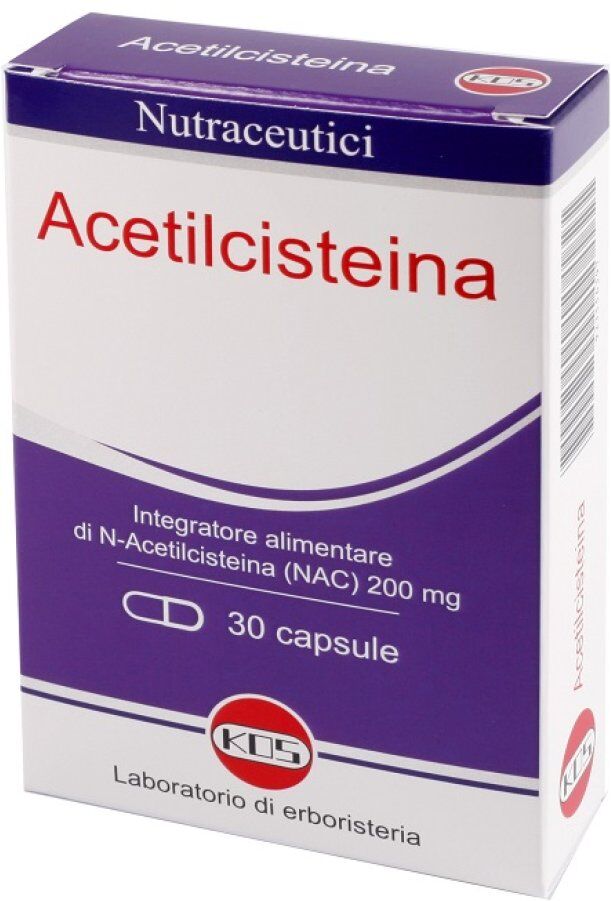 KOS Srl Acetilcisteina 30 Capsule, Integratore per la Salute Respiratoria