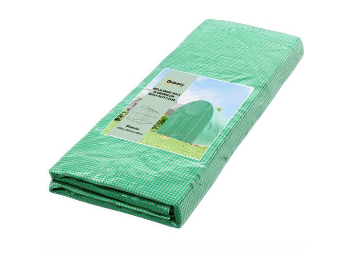 ComfortXL Gewächshausfolie De-05794 4x2 m, mit Tür & 8 Fenstern Grün, Kunststoff, 200x200x400 cm, Gartenzubehör, Gartenhäuser & Gewächshäuser