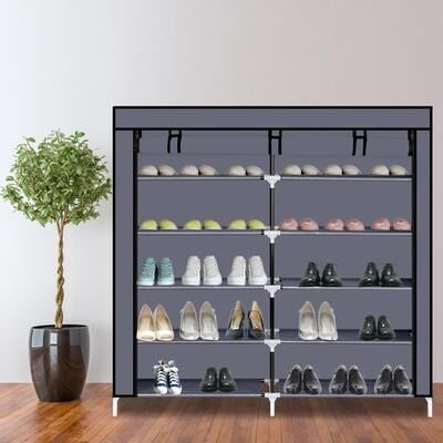fastbuy Fabric Cover 6-tier Portable Shoe Rack Closet