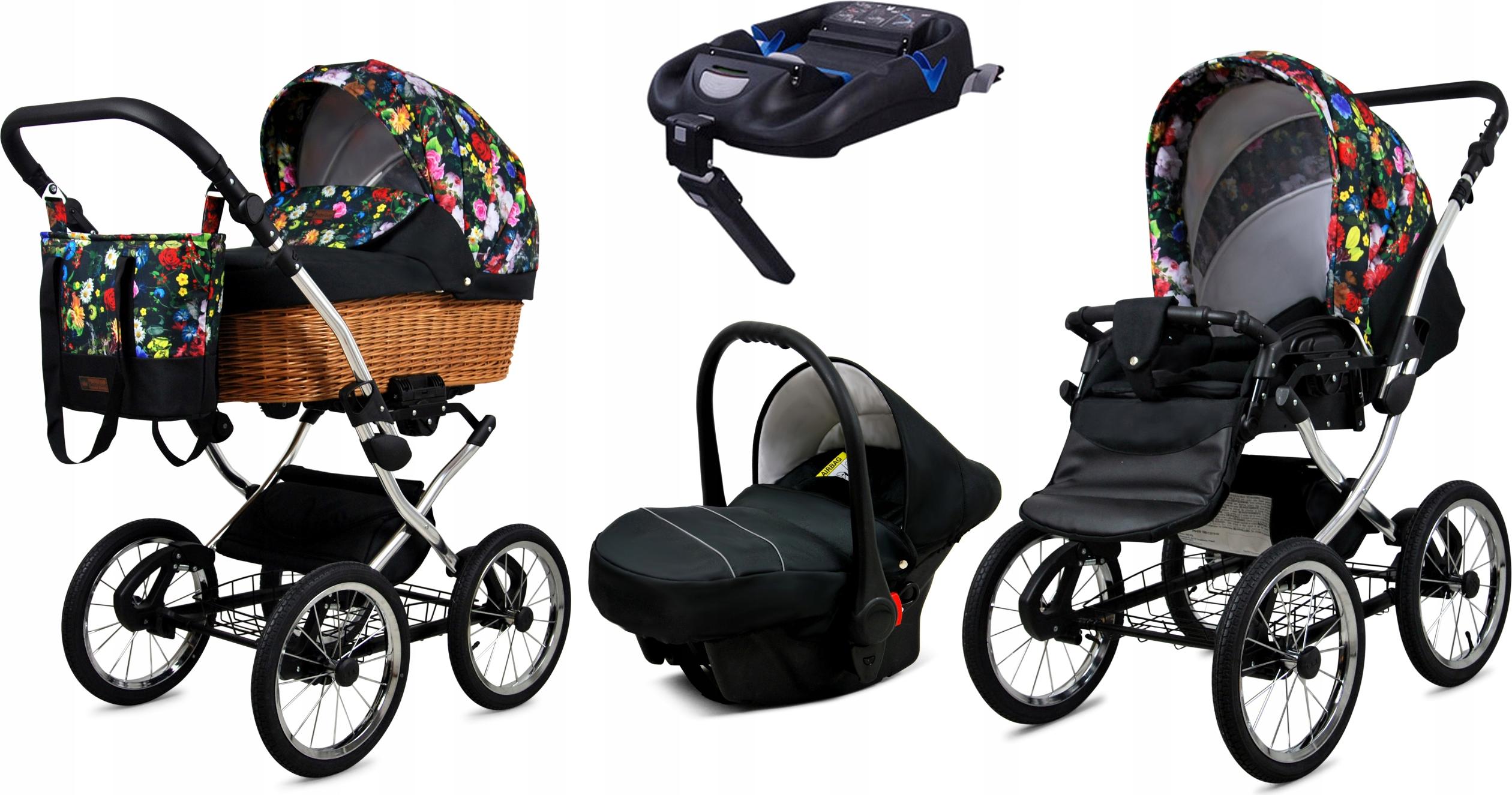 Babylux Classic Exclusive | 4in1 Kinderwagen Set | Garden Flowers | Kombikinderwagen | Kinderwa