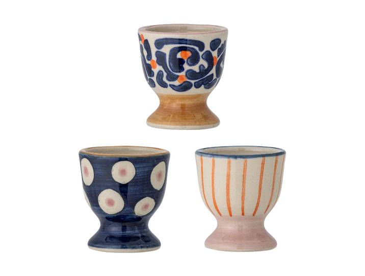 Bloomingville Eviaya eierdop 3-delig Blauw-multi