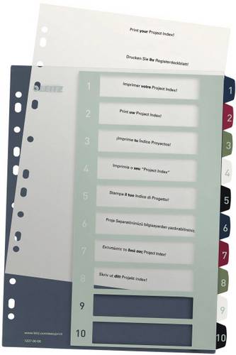 Leitz 1237 Style Register DIN A4 1-10 Polypropylen Mehrfarbig 10 Registerblätter extrabreit, PC-beschriftbar 1237-00-00