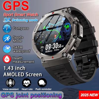 Inspired Finds T Rex 3 Ultra GPS Smartwatch 5ATM Waterproof Military Sports Watch With Dual Band GNSS & Compass (2025 Edition) black