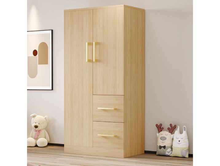 Armoire moderne pour enfants 70X40X135cm, conception à double porte avec tiroirs et compartiments de rangement, armoire simple peinture sur bois